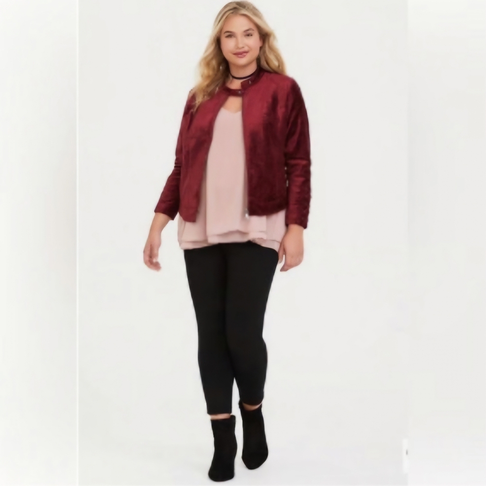 Torrid Velvet Moto Jacket size size 2